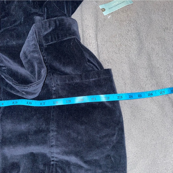 Anthropologie 18W Corduroy Slim Midi Navy & Gold Plus 2X Pinafore Dress As-Is - Picture 12 of 12
